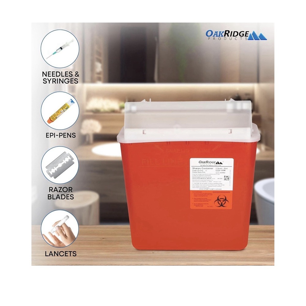 Oakridge Products Sharps Container for Home Use & Professional 5 Quart (2-Pack) - Picture 6 of 6